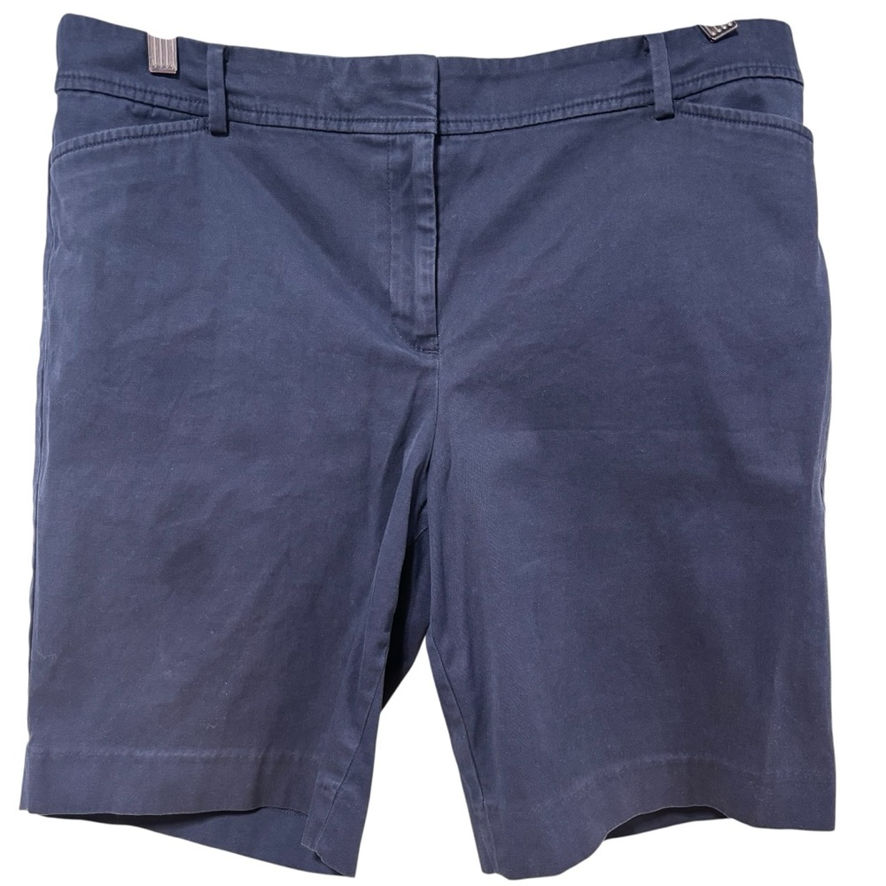 Talbots Perfect Short Navy Blue Cotton Stretch Chino Shorts Womens 14P #654